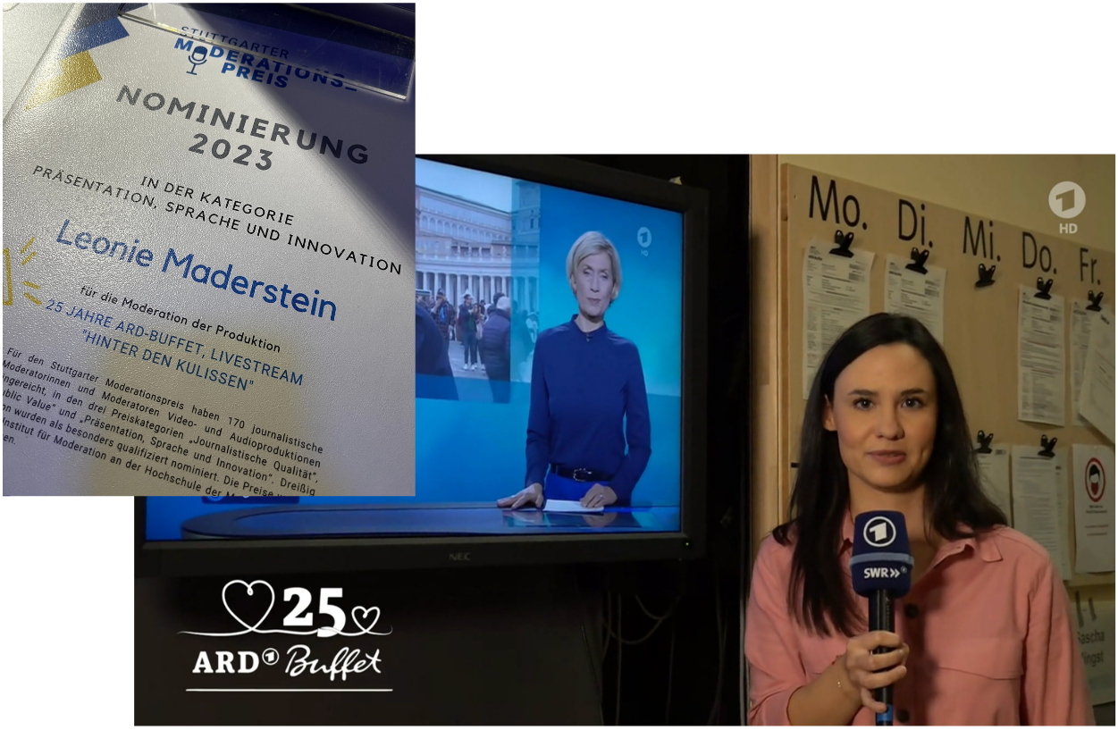 Leonie Maderstein moderiert Livestream hinter den Kulissen anlässlich der 25 Jahre Jubiläums des ARD-Buffet 